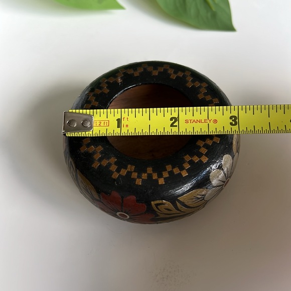Vintage Small Mini Painted Floral Wood Vase - Picture 12 of 16